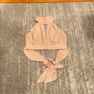 Mauve pink high neck backless top XS